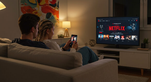 couple watching netflix